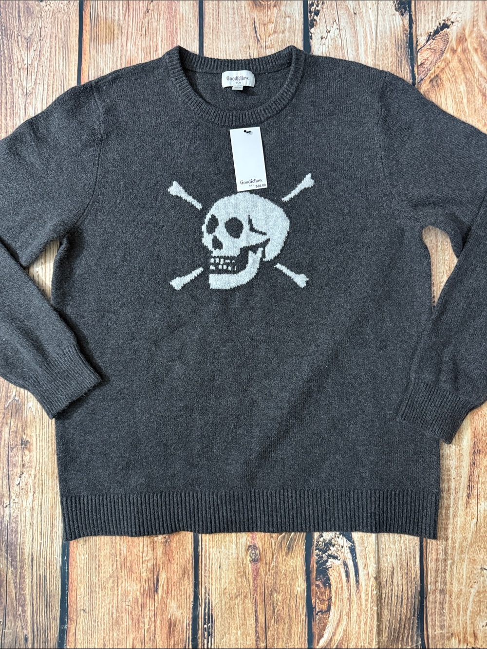 Goodfellow & Co Men’s Charcoal Gray Skull Crossbones Knit Sweater